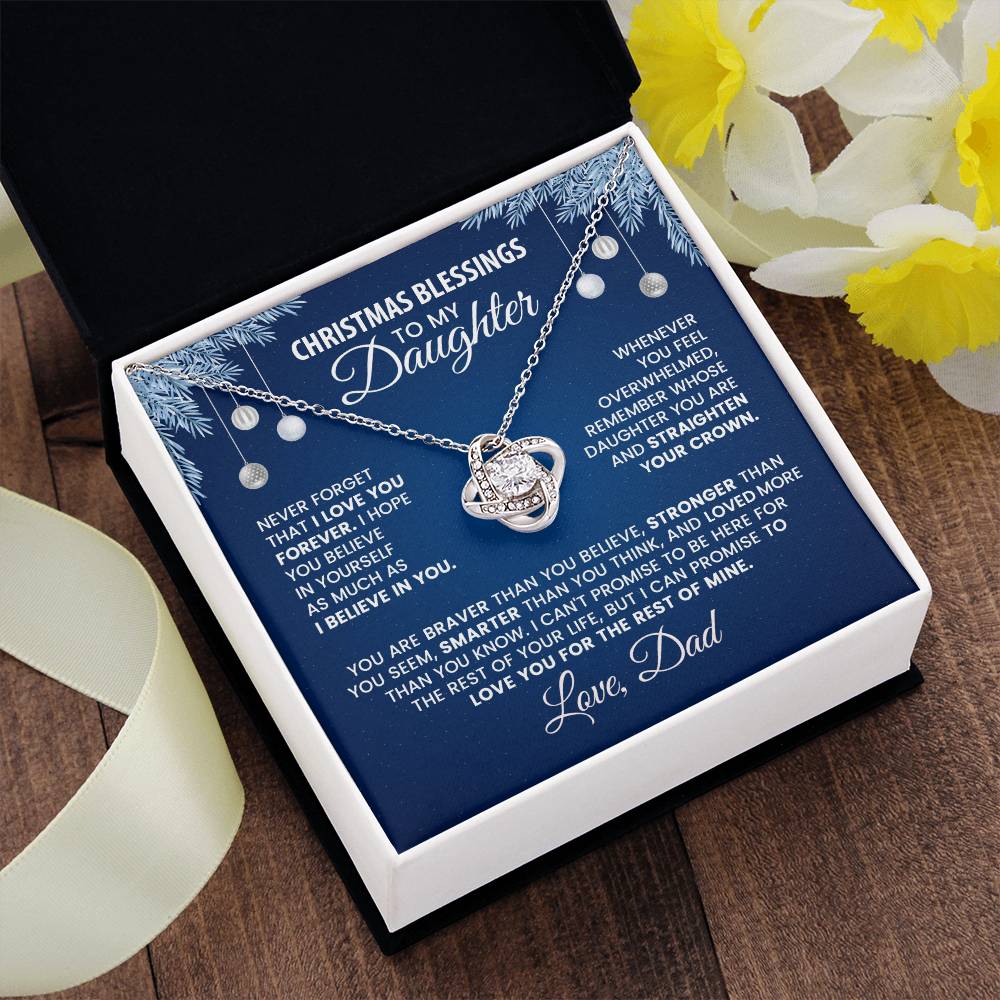 Christmas Blessings Necklace for Daughter from Dad – Heartfelt Holiday Gift with Inspirational Message Card
