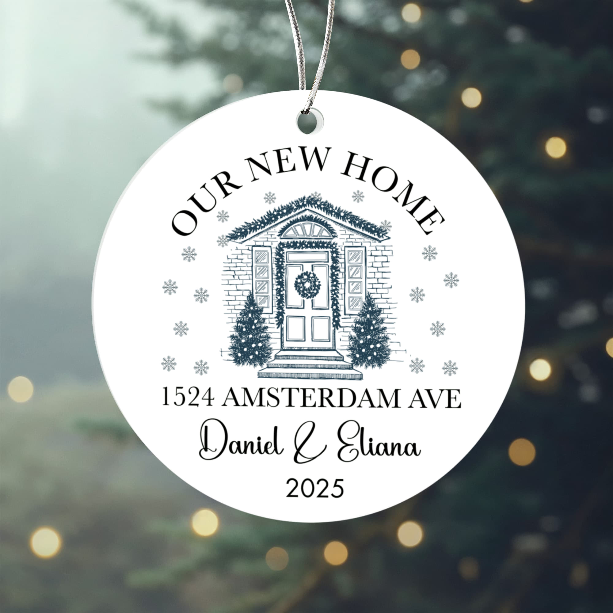 Personalized New Home Door Ornament – Custom Address & Couple Name Housewarming Christmas Gift 2025