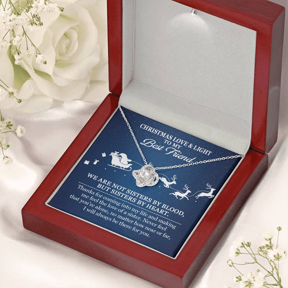 Christmas Best Friend Necklace – Sisters by Heart Knot Necklace with Message Card