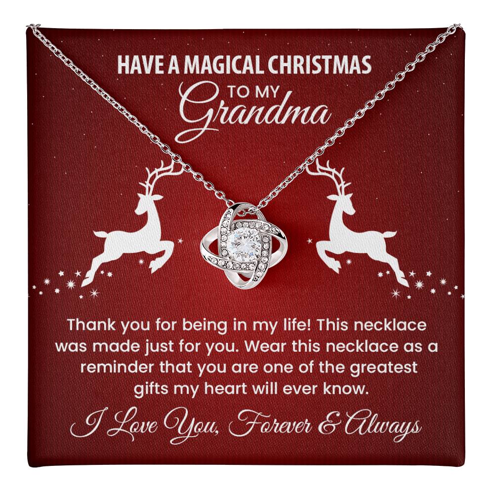 Magical Christmas Grandma Necklace – Holiday Knot Pendant with Heartfelt Message Card !