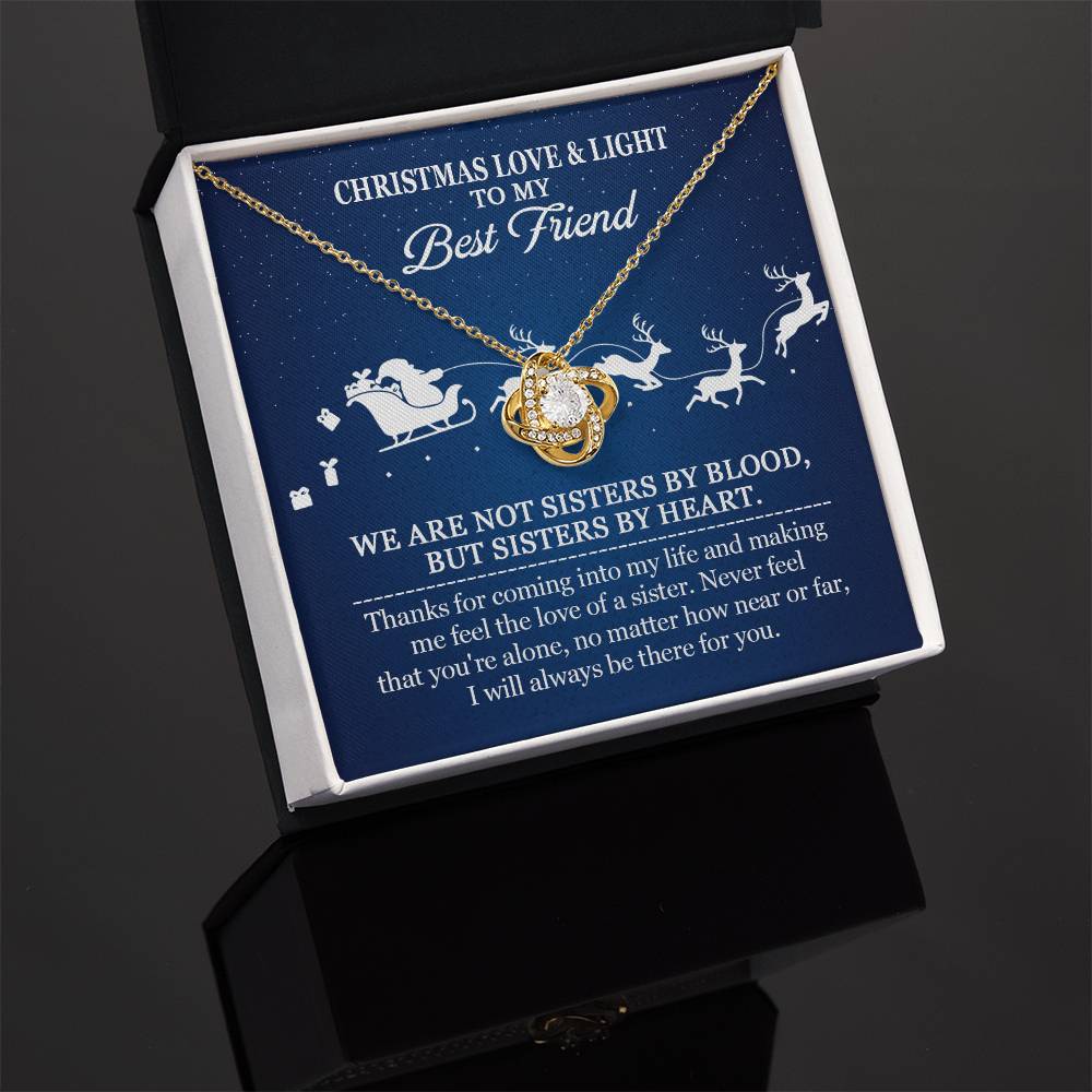 Christmas Best Friend Necklace – Sisters by Heart Knot Necklace with Message Card