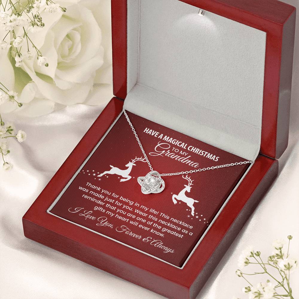 Magical Christmas Grandma Necklace – Holiday Knot Pendant with Heartfelt Message Card !