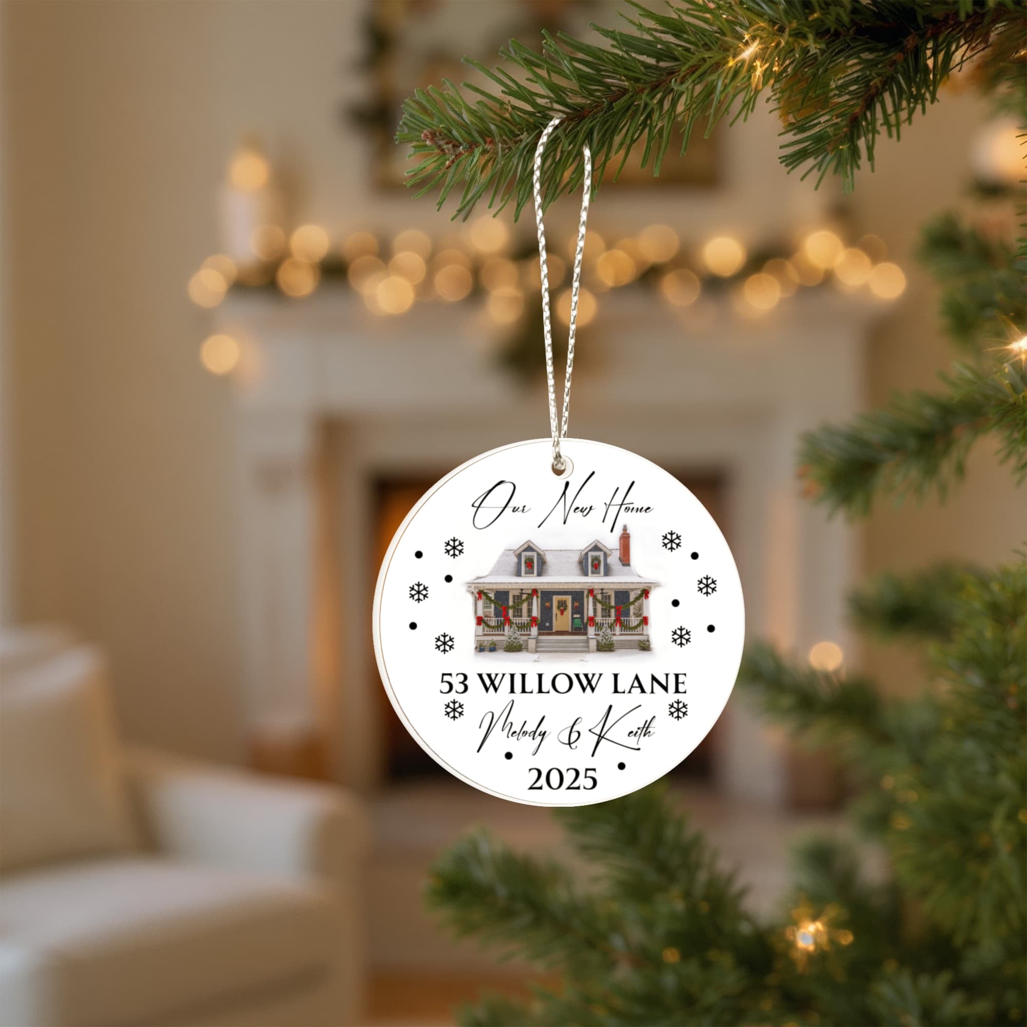 Personalized New Home Christmas Ornament – Custom Address & Names Housewarming Gift 2025