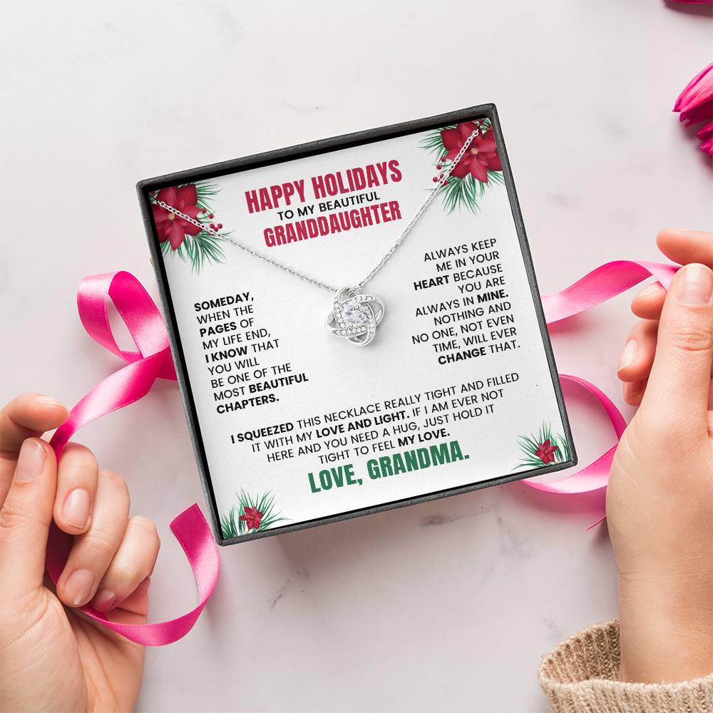 Holiday Love Knot Necklace for Granddaughter – Meaningful Christmas Gift from Grandma