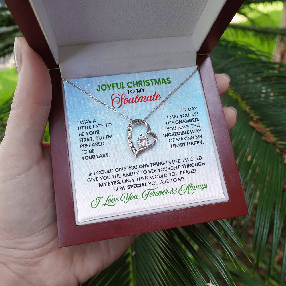 Joyful Christmas Soulmate Necklace – Gold Heart Pendant with Romantic Message Card