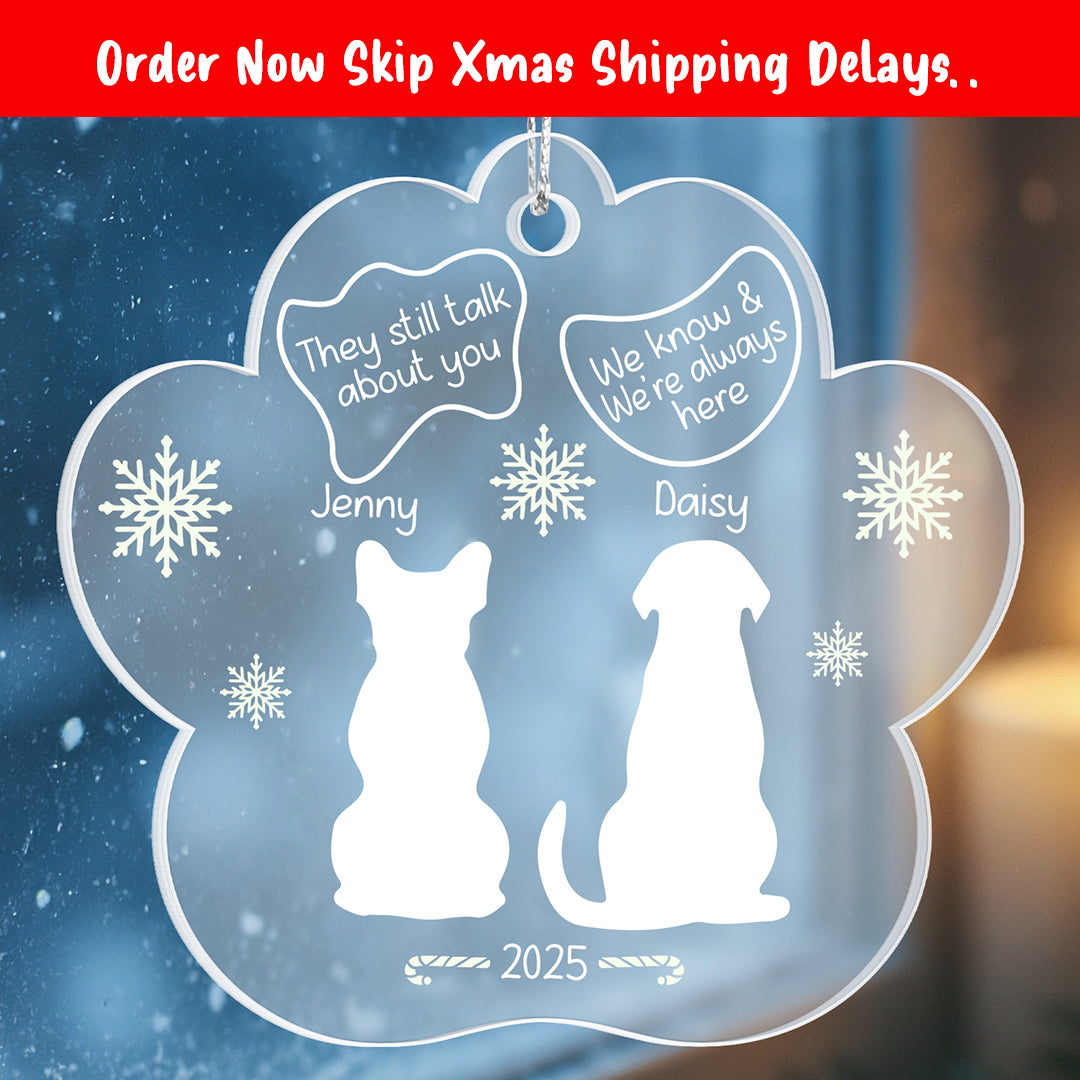 Personalized Pet Memorial Paw Ornament – Custom Dog Names (Acrylic Keepsake)