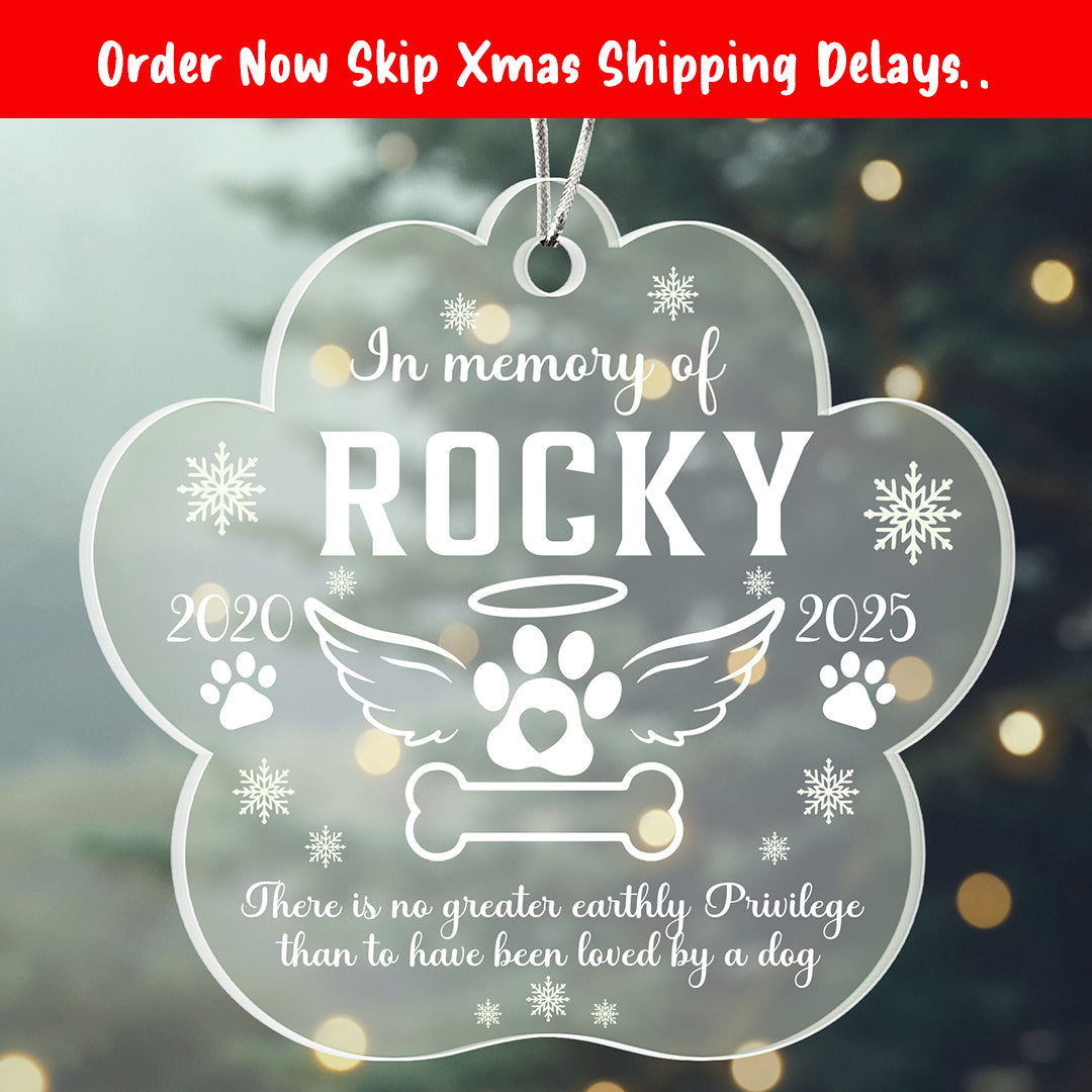 Personalized Pet Memorial Paw Ornament – In Memory of Beloved Dog