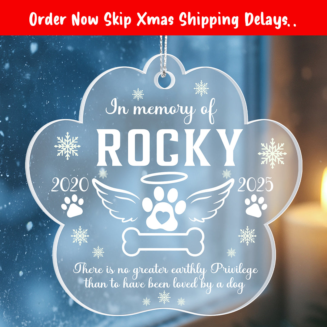 Personalized Pet Memorial Paw Ornament – In Memory of Beloved Dog