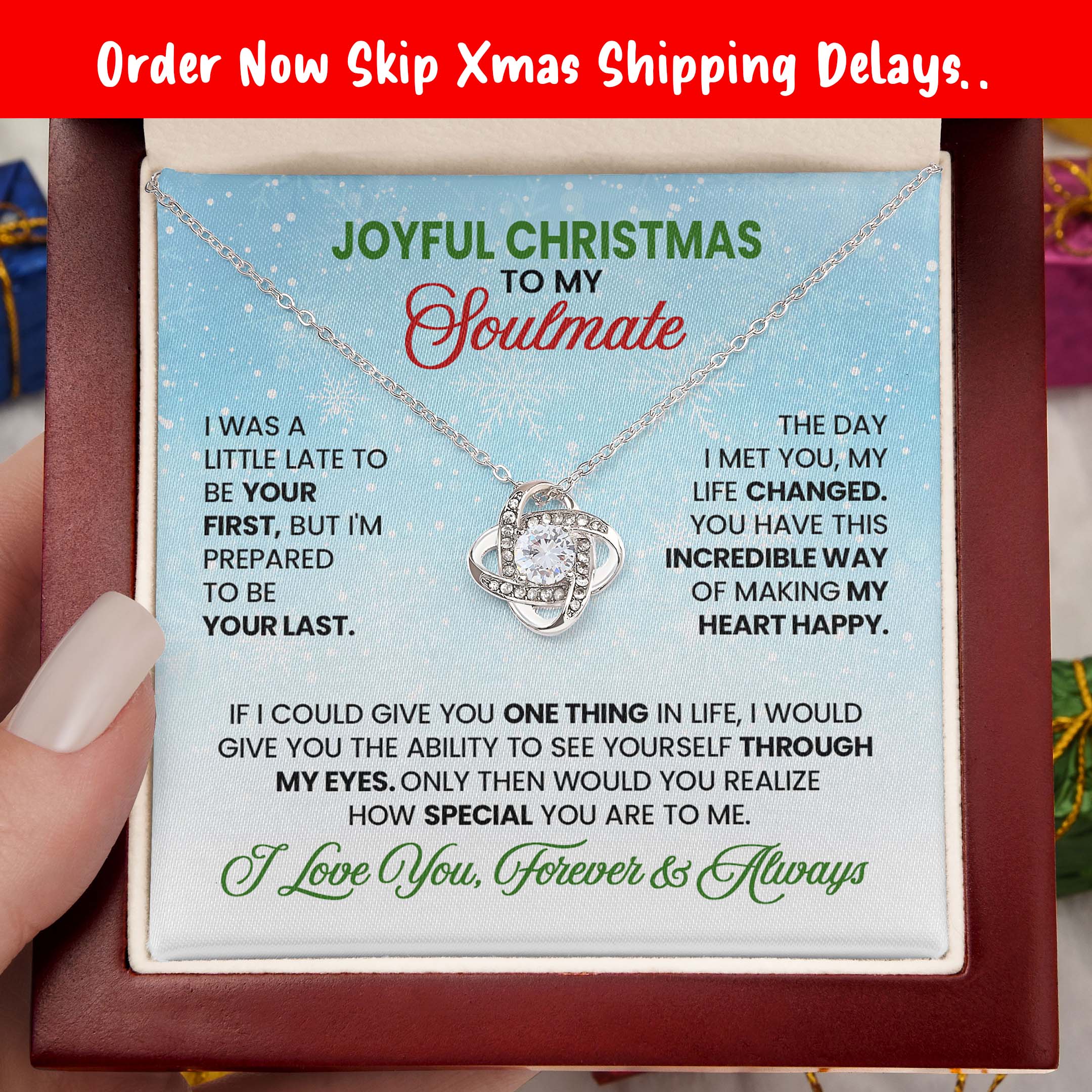 Christmas Soulmate Necklace – Romantic Holiday Gift for Him or Her with Message Card