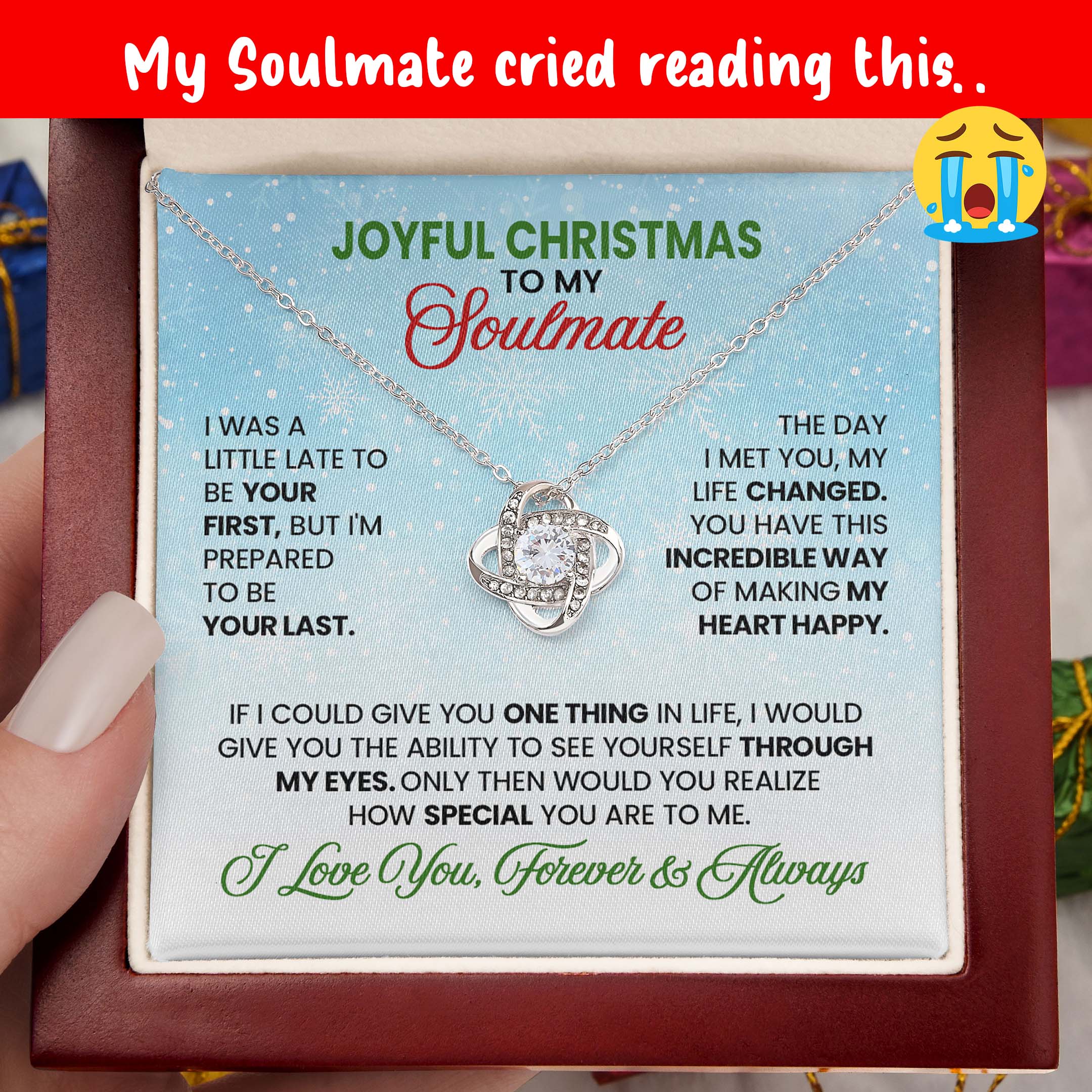 Christmas Soulmate Necklace – Romantic Holiday Gift for Him or Her with Message Card