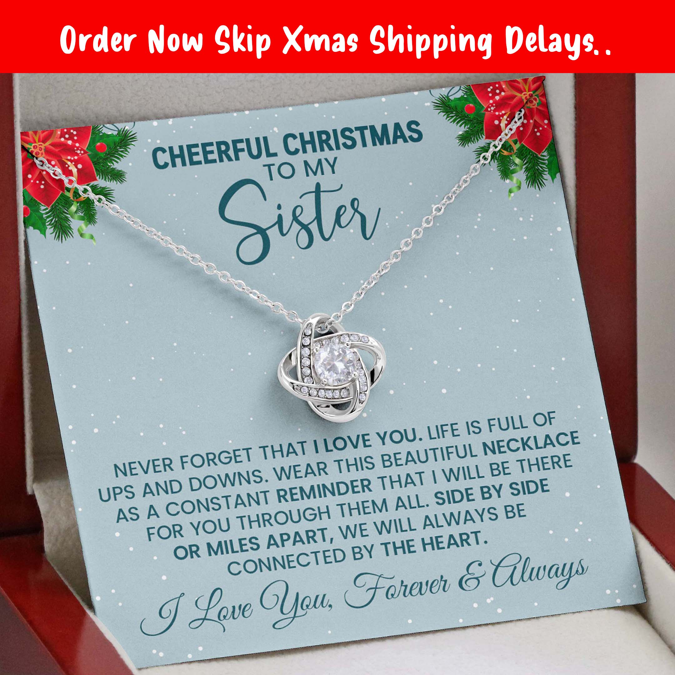 Cheerful Christmas Sister Necklace – Meaningful Holiday Gift for Sister