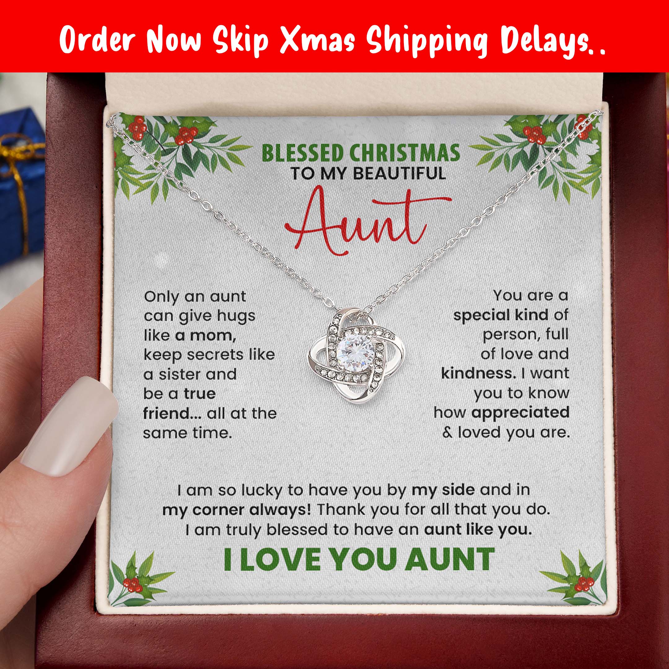 Blessed Christmas Aunt Necklace – Meaningful Holiday Gift with Heartfelt Message Card