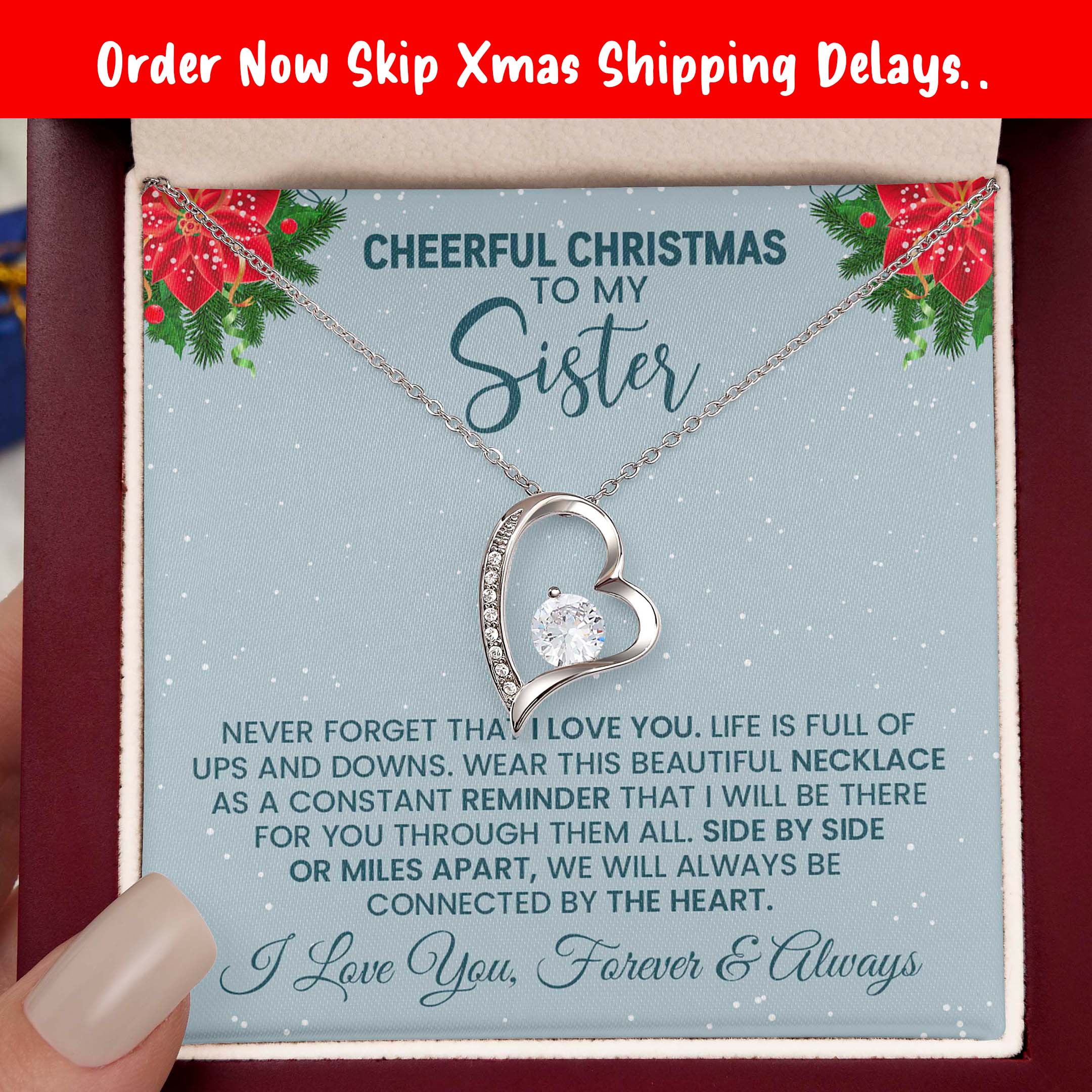 Cheerful Christmas sister heart pendant