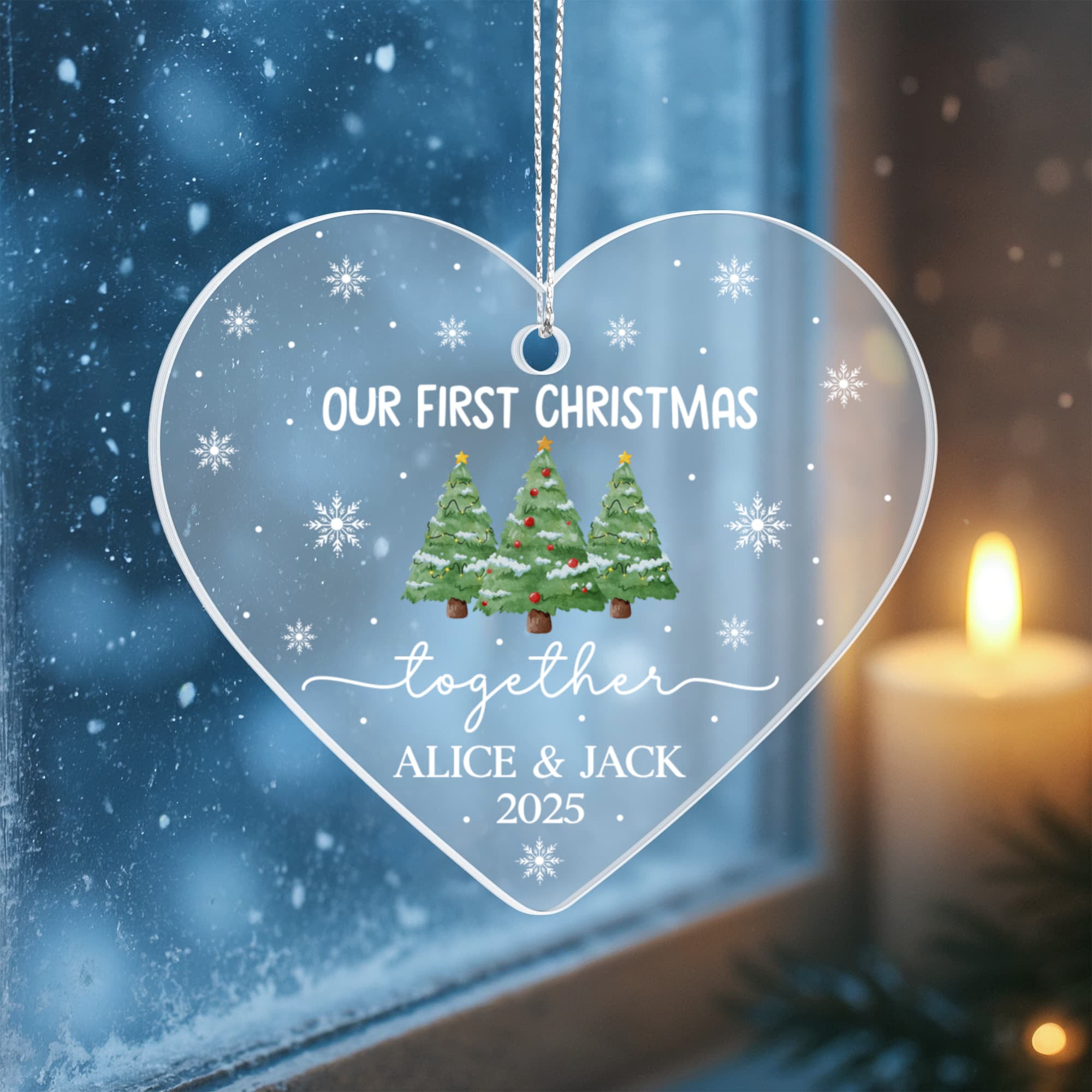 Clear Acrylic Christmas Ornament with Trees