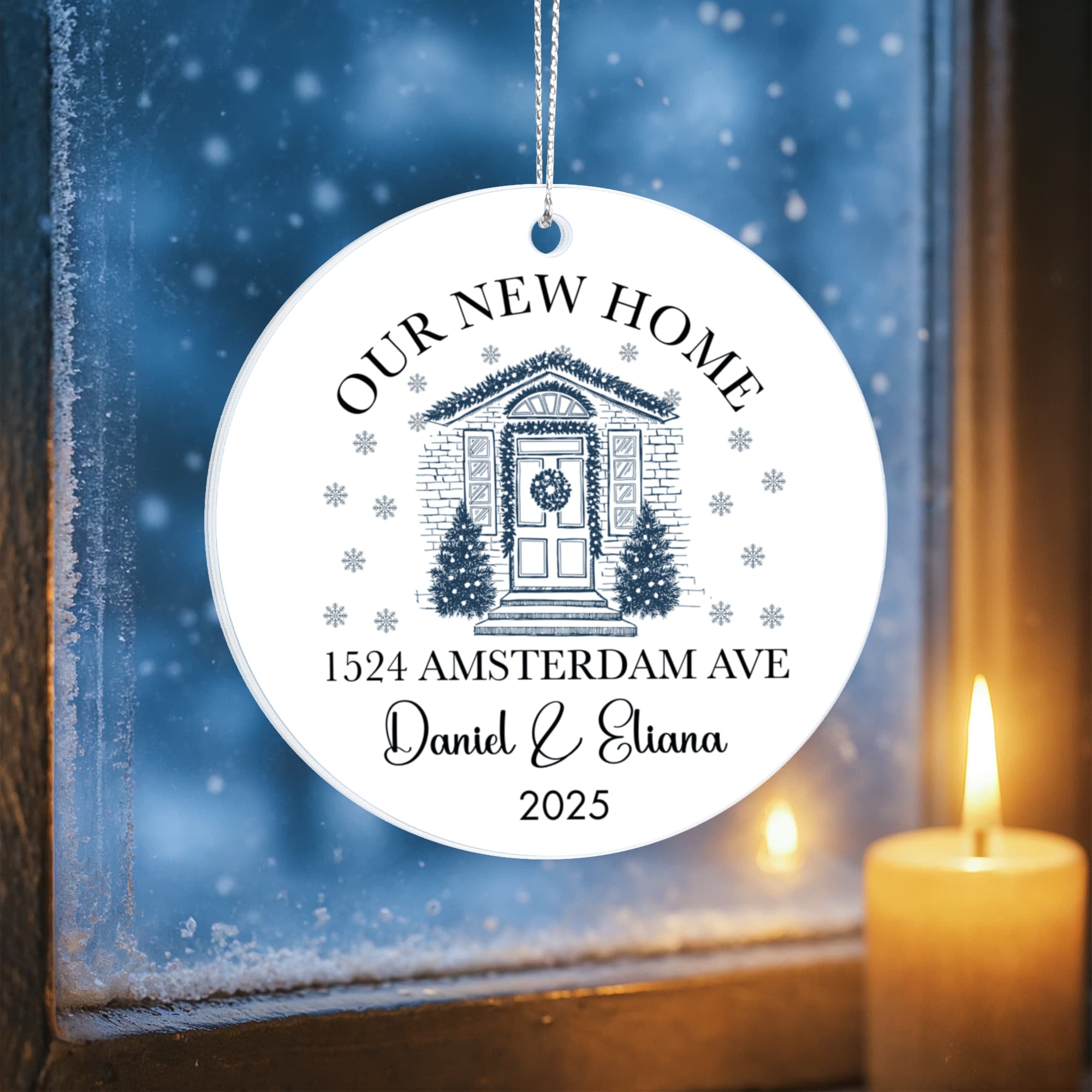 Custom couple name housewarming Christmas ornament