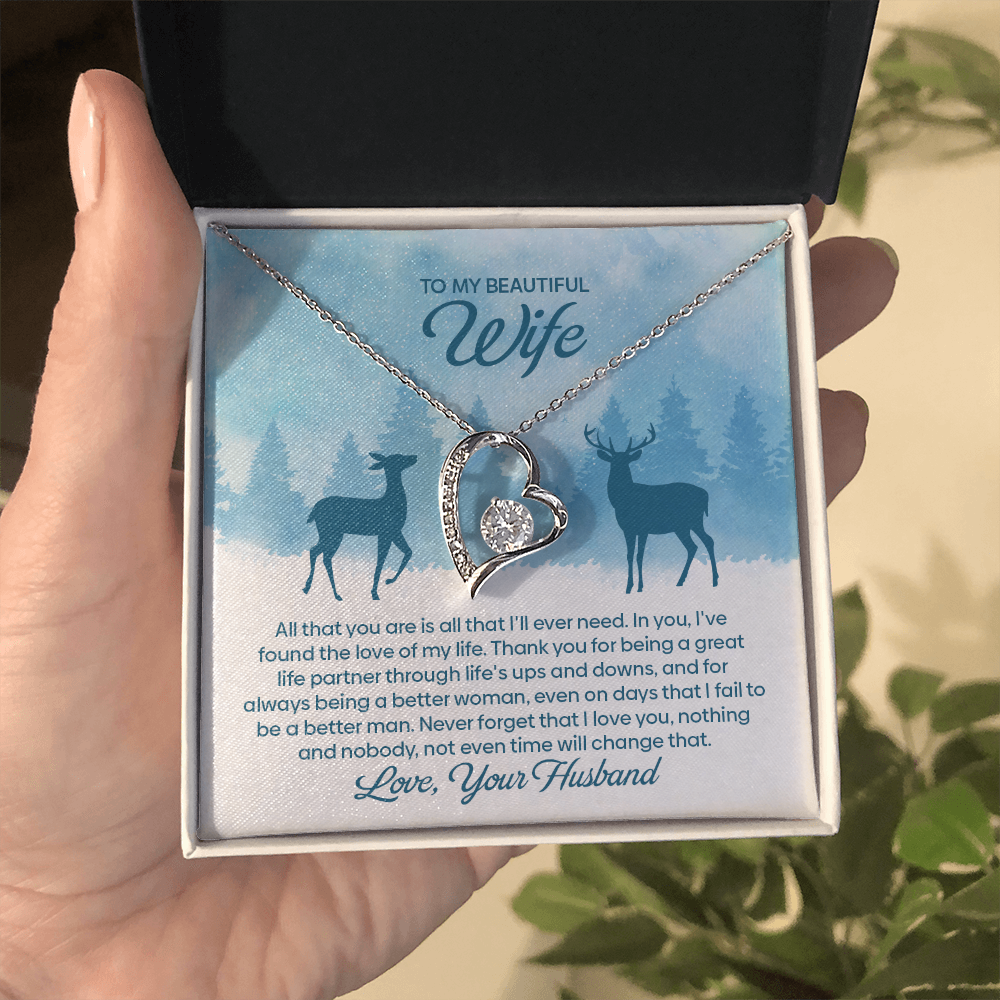 Romantic Heart Pendant Necklace Gift for Wife from Husband