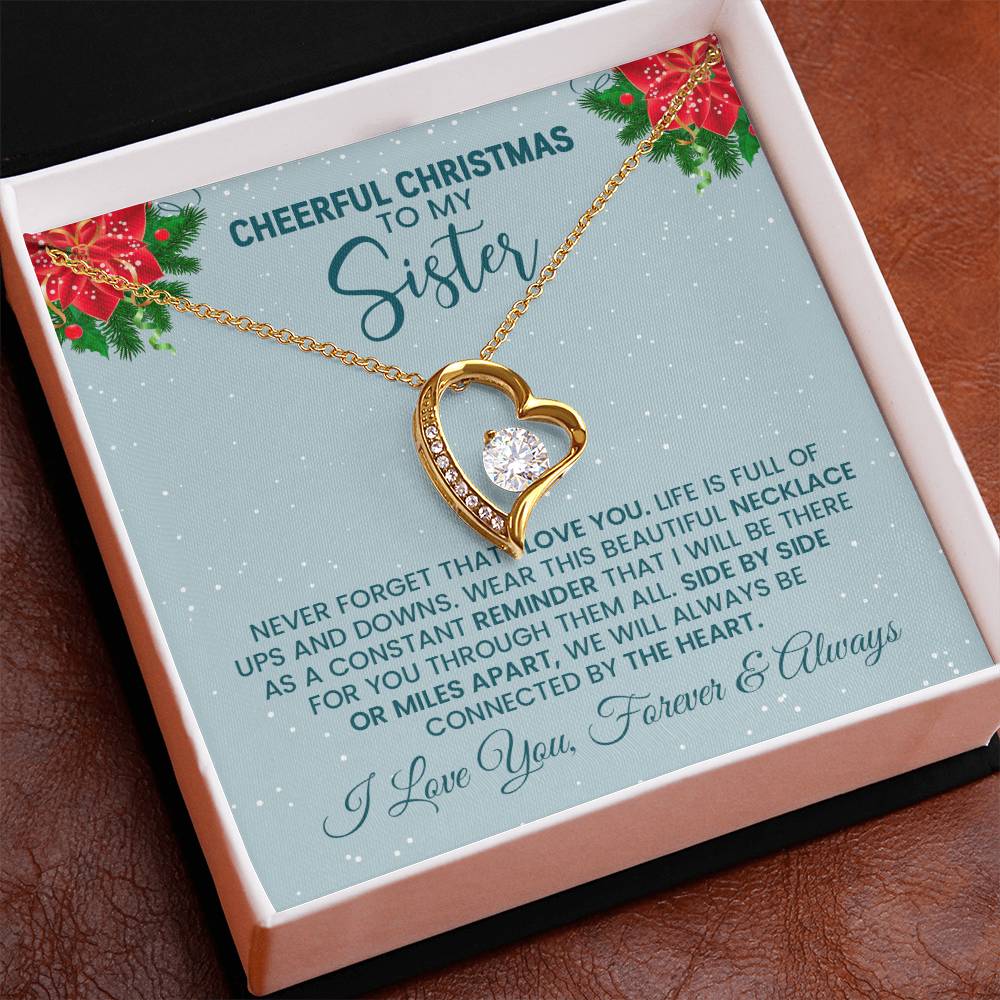 Gold heart necklace for sister Christmas