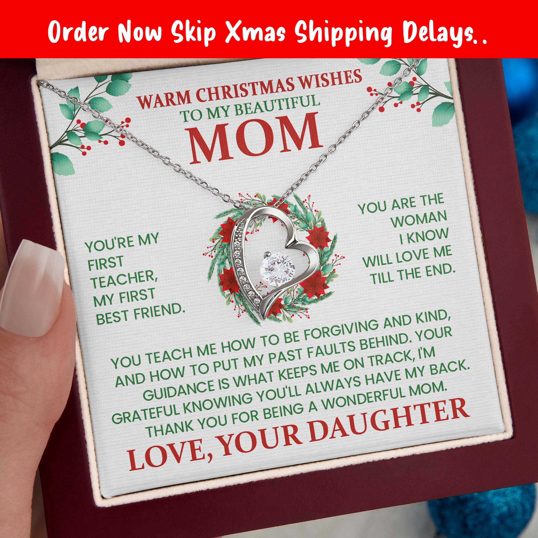 Heart pendant holiday gift for mom