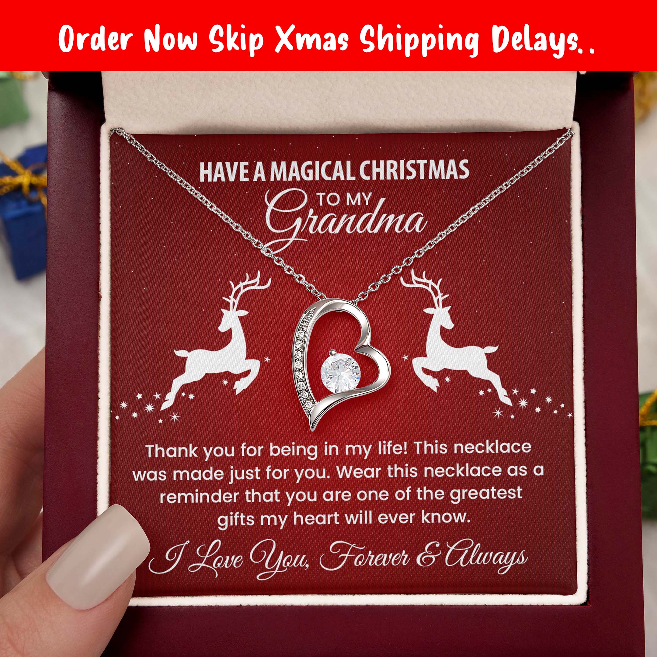 Heart pendant necklace for grandmother holiday gift