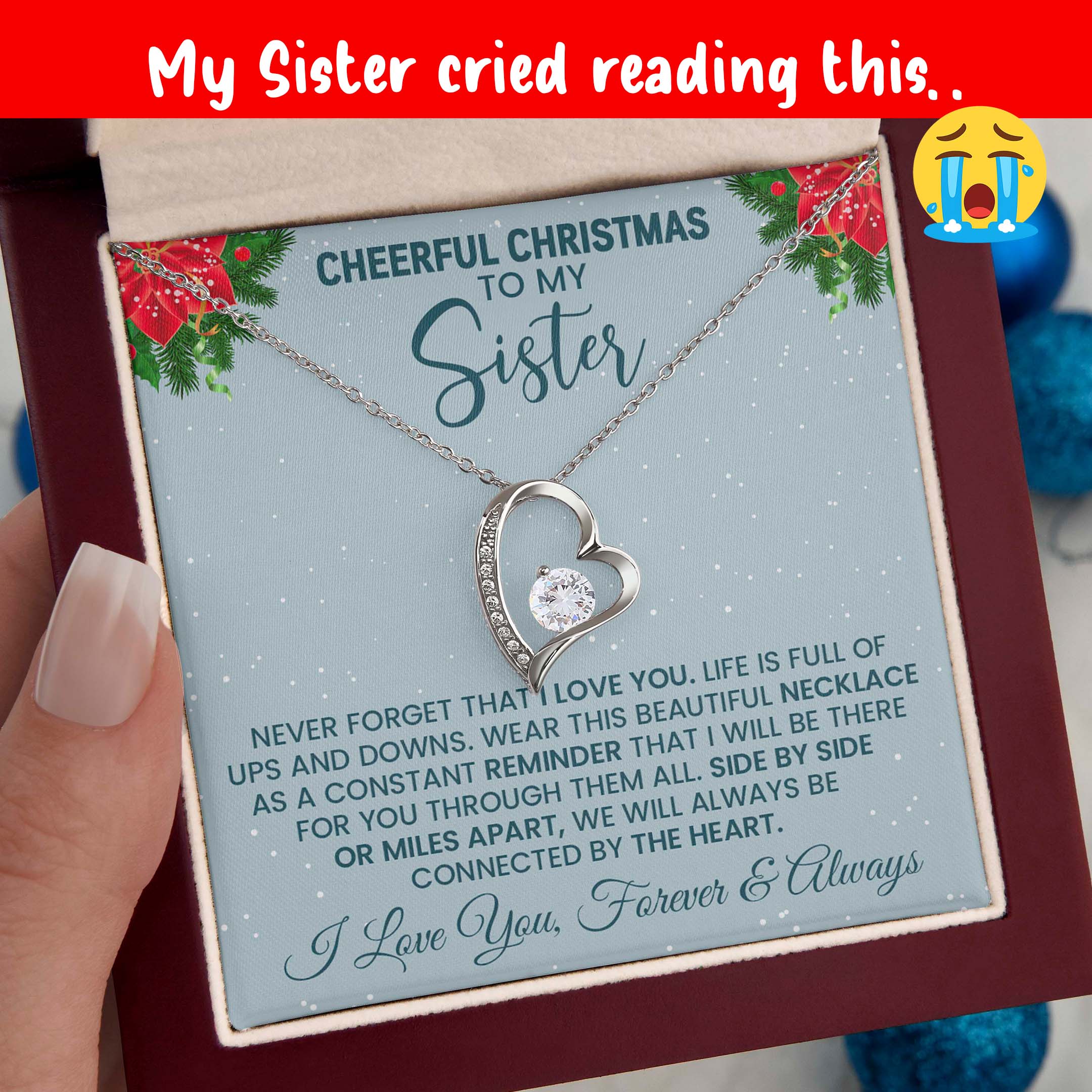 Holiday jewelry gift for sister