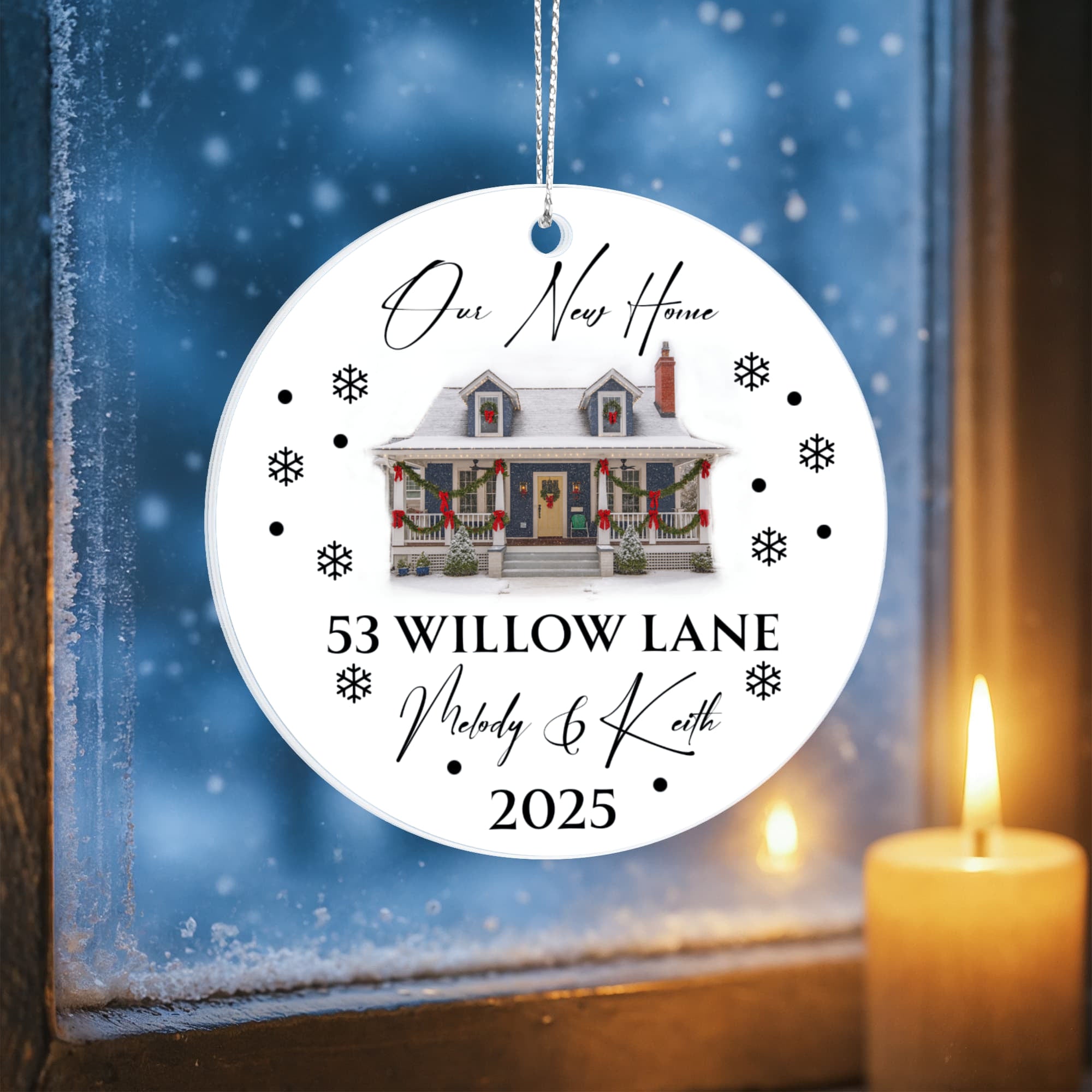 New homeowners Christmas ornament with names