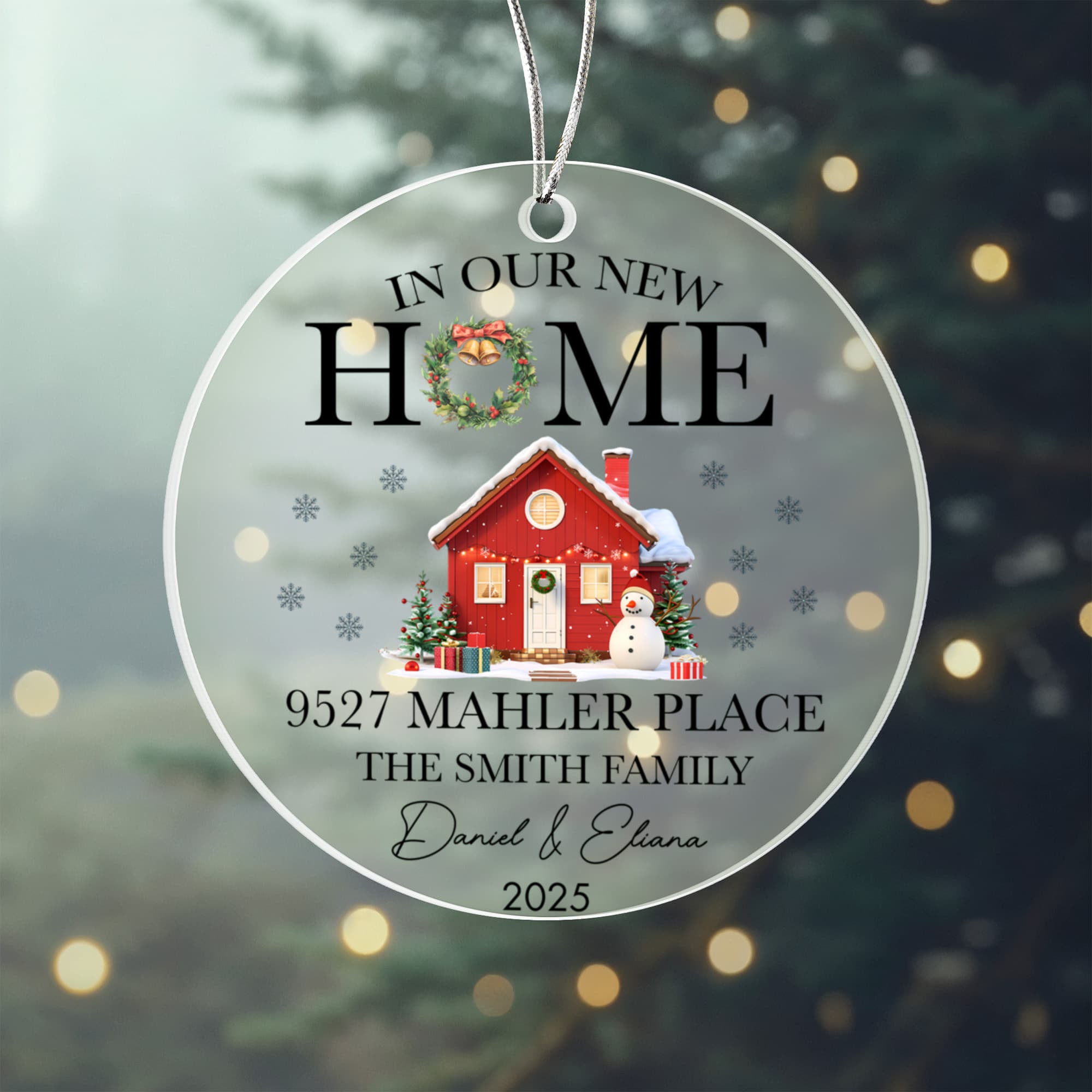 Personalized red house new home ornament