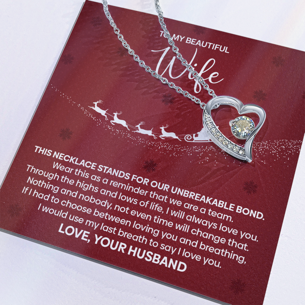 Romantic Heart Necklace with Message Card for Wife
