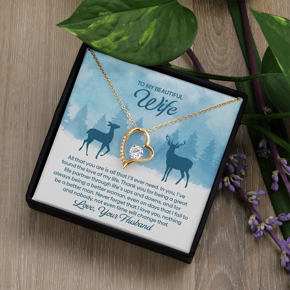 Romantic Heart Pendant Necklace Gift for Wife from Husband