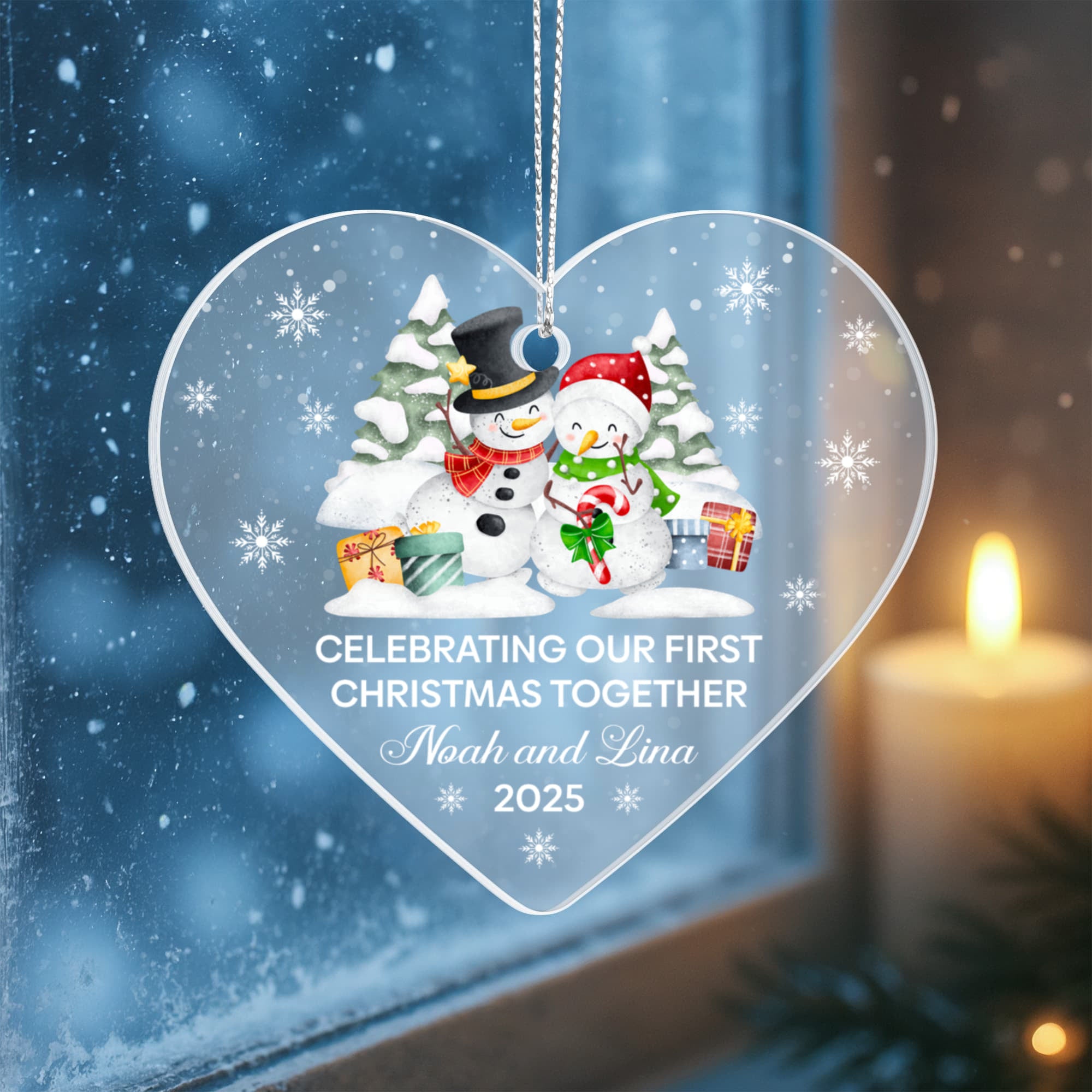 Romantic Winter Couple Acrylic Ornament