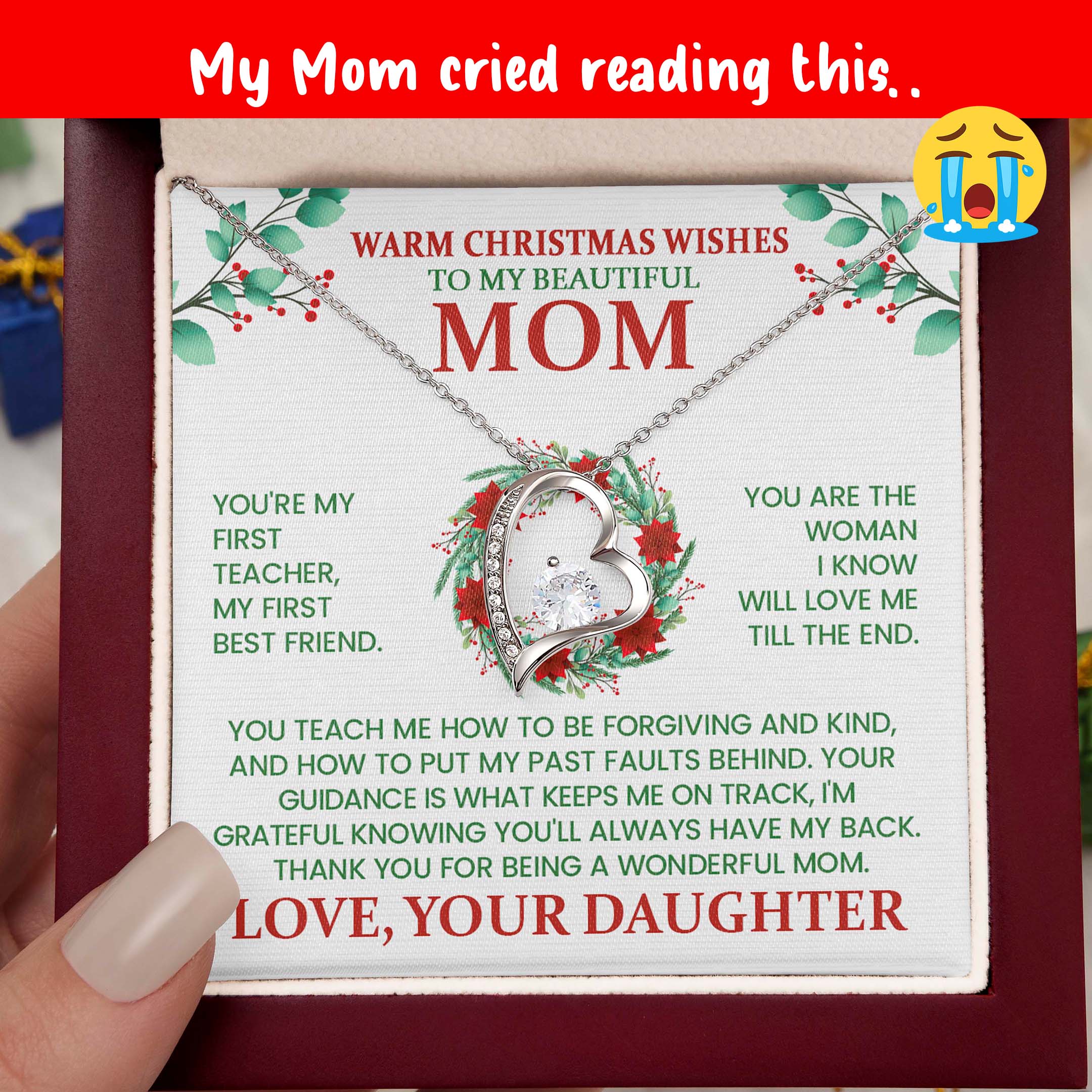 Sentimental Christmas necklace for mother