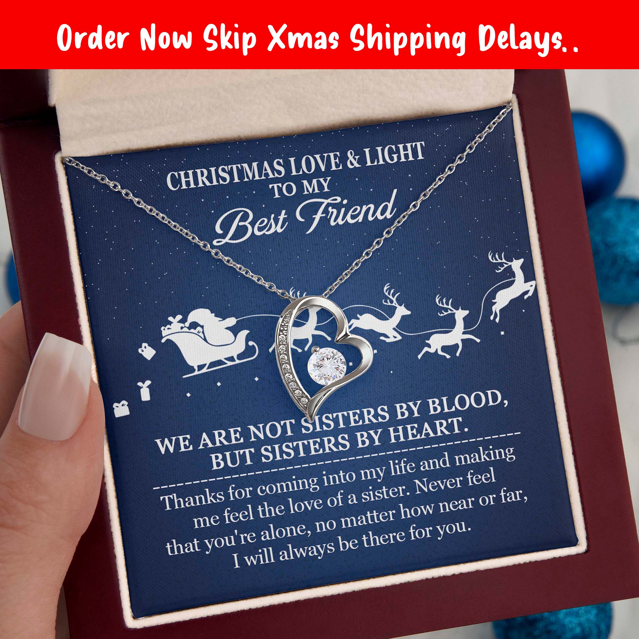 Sisters by heart holiday heart pendant gift