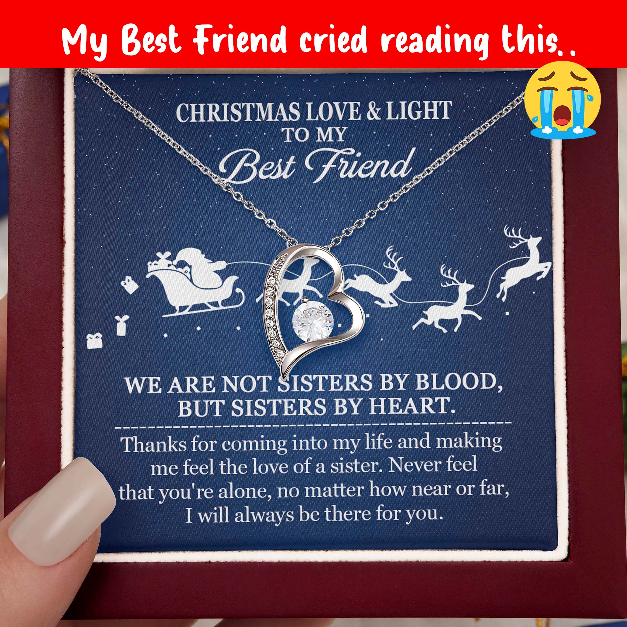 Sisters by heart holiday heart pendant gift