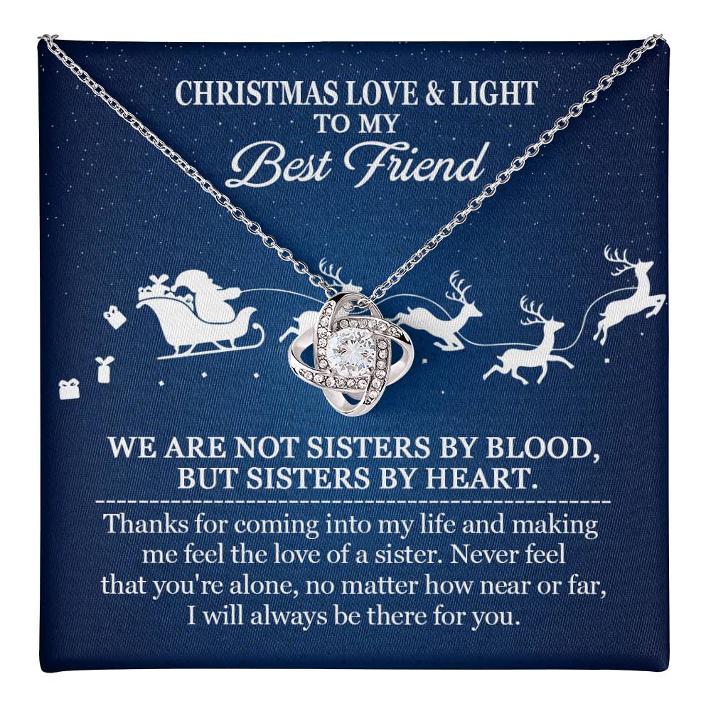 Christmas Best Friend Necklace – Sisters by Heart Knot Necklace with Message Card