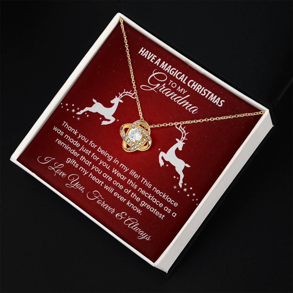 Magical Christmas Grandma Necklace – Holiday Knot Pendant with Heartfelt Message Card !
