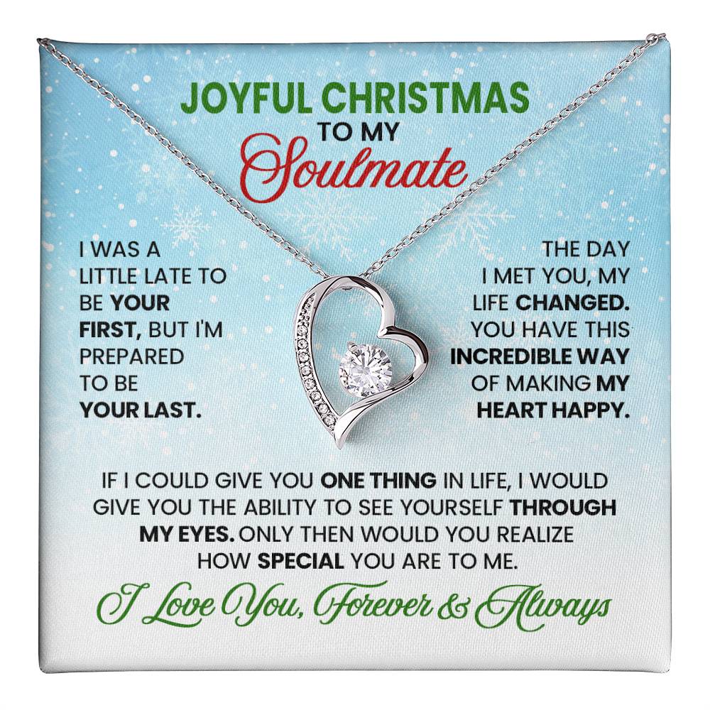 Joyful Christmas Soulmate Necklace – Gold Heart Pendant with Romantic Message Card