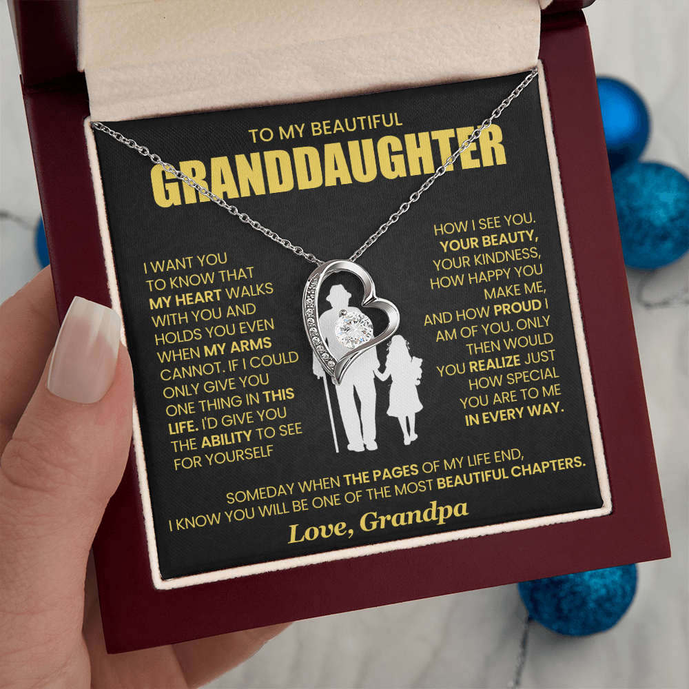 To My Granddaughter - From Grandpa - Forever Love Necklace!