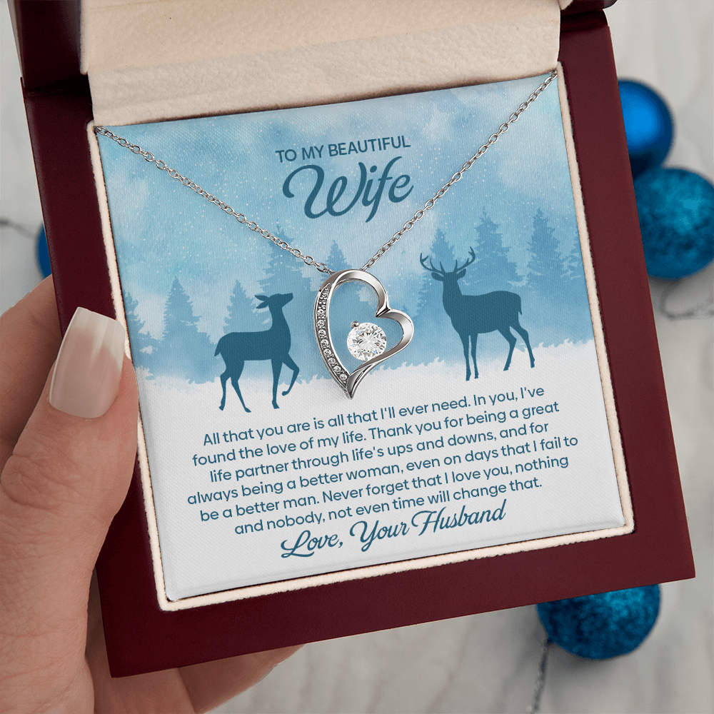 To My Beautiful Wife – Winter Forest Forever Love Necklace !