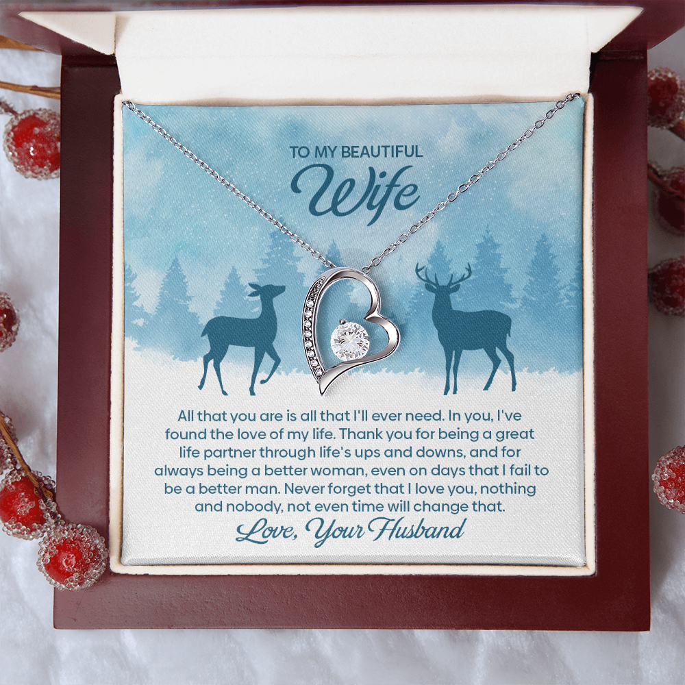 To My Beautiful Wife – Winter Forest Forever Love Necklace !