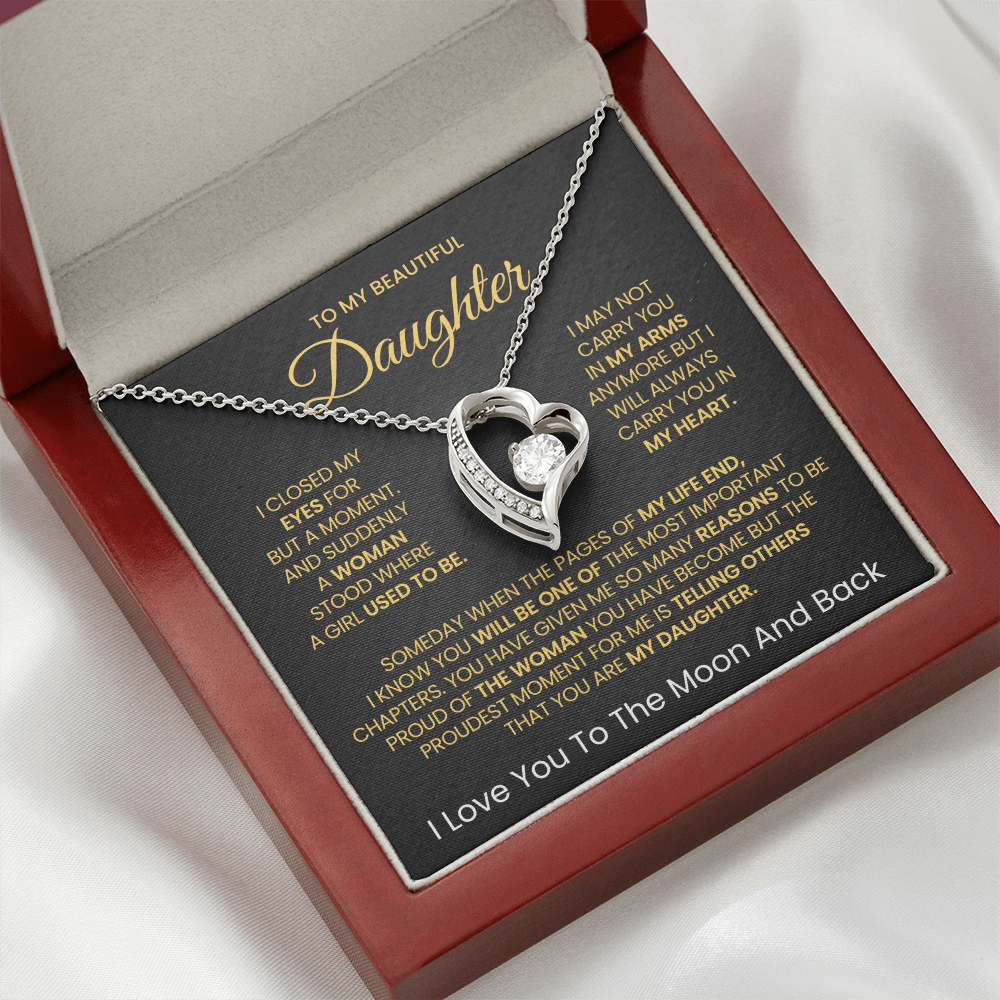 To My Beautiful daughter, I Love You To The Moon And Back- Forever Love Necklace v2!