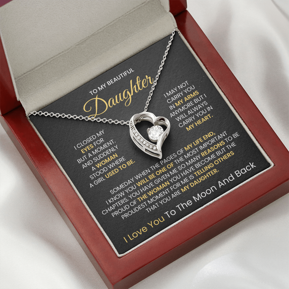 To My Beautiful daughter, I Love You To The Moon And Back- Forever Love Necklace!