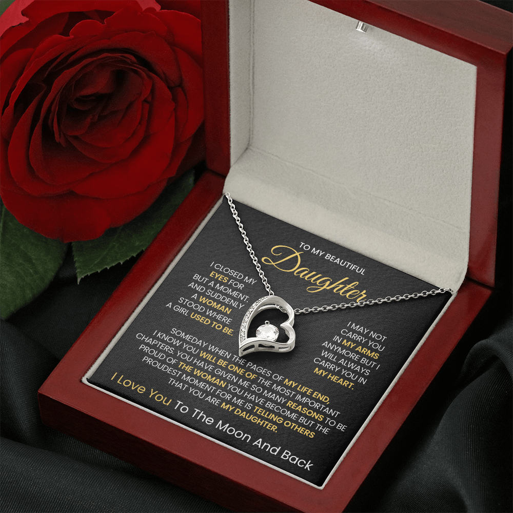 To My Beautiful daughter, I Love You To The Moon And Back- Forever Love Necklace!