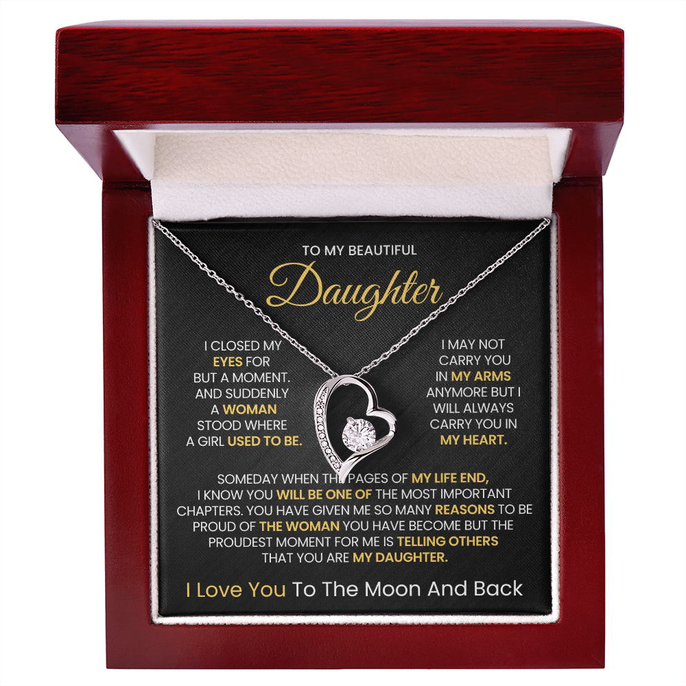 To My Beautiful daughter, I Love You To The Moon And Back- Forever Love Necklace!