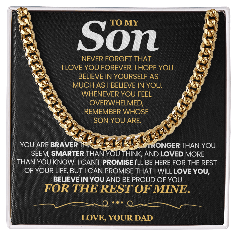 To My Son For Years I've Watched You Grow - Cuban Link Chain Necklace!
