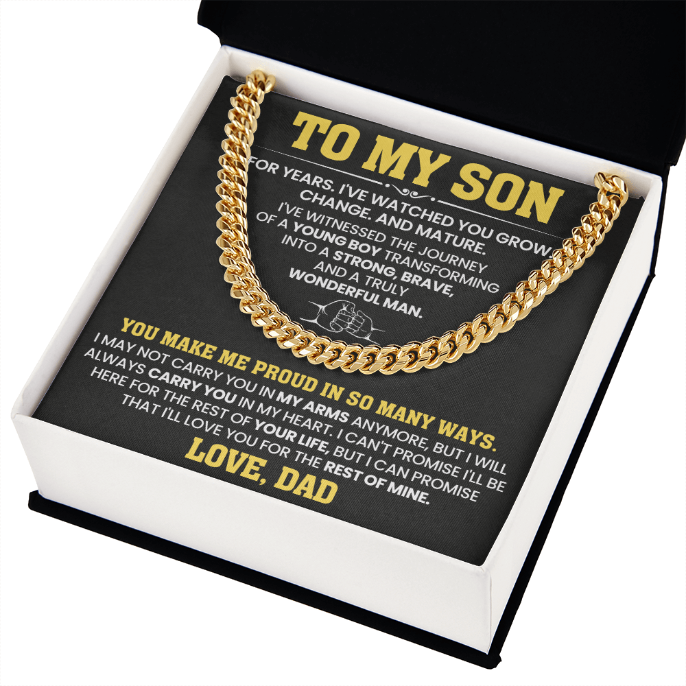 To My Son For Years  I've Watched You Grow, Change And Mature - Cuban link Chain Necklace!