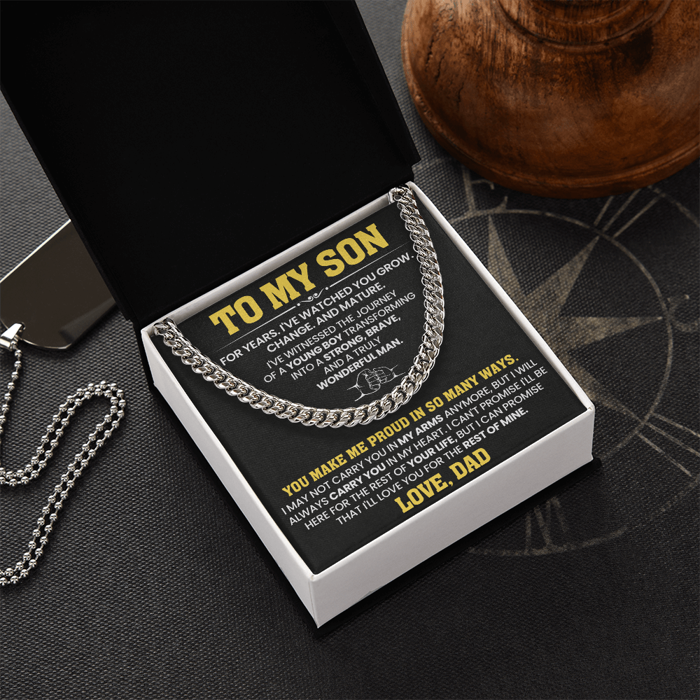 To My Son For Years  I've Watched You Grow, Change And Mature - Cuban link Chain Necklace!