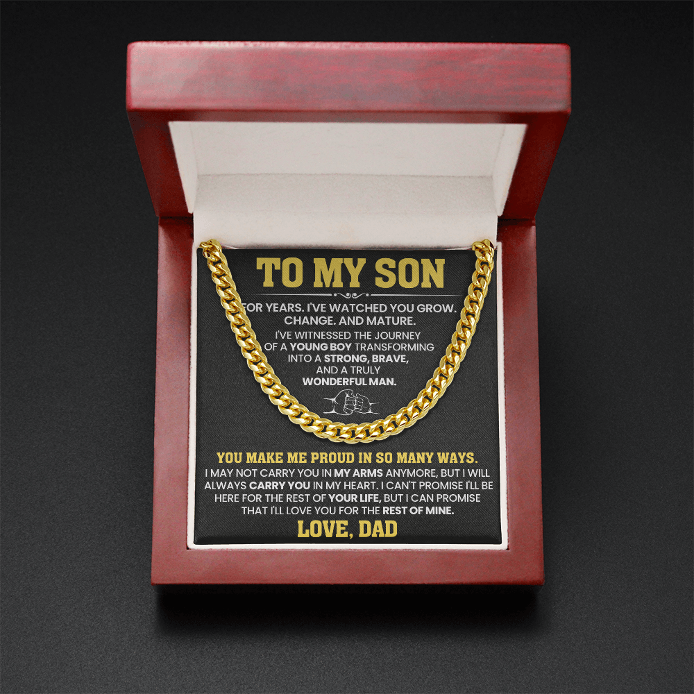 To My Son For Years  I've Watched You Grow, Change And Mature - Cuban link Chain Necklace!