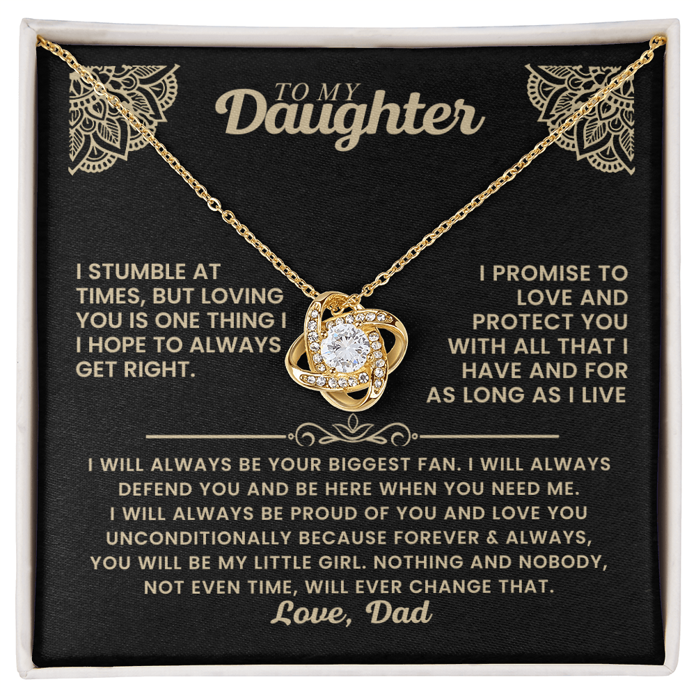To My Daughter - I Promise To Love And Protect You Loveknot Necklace
