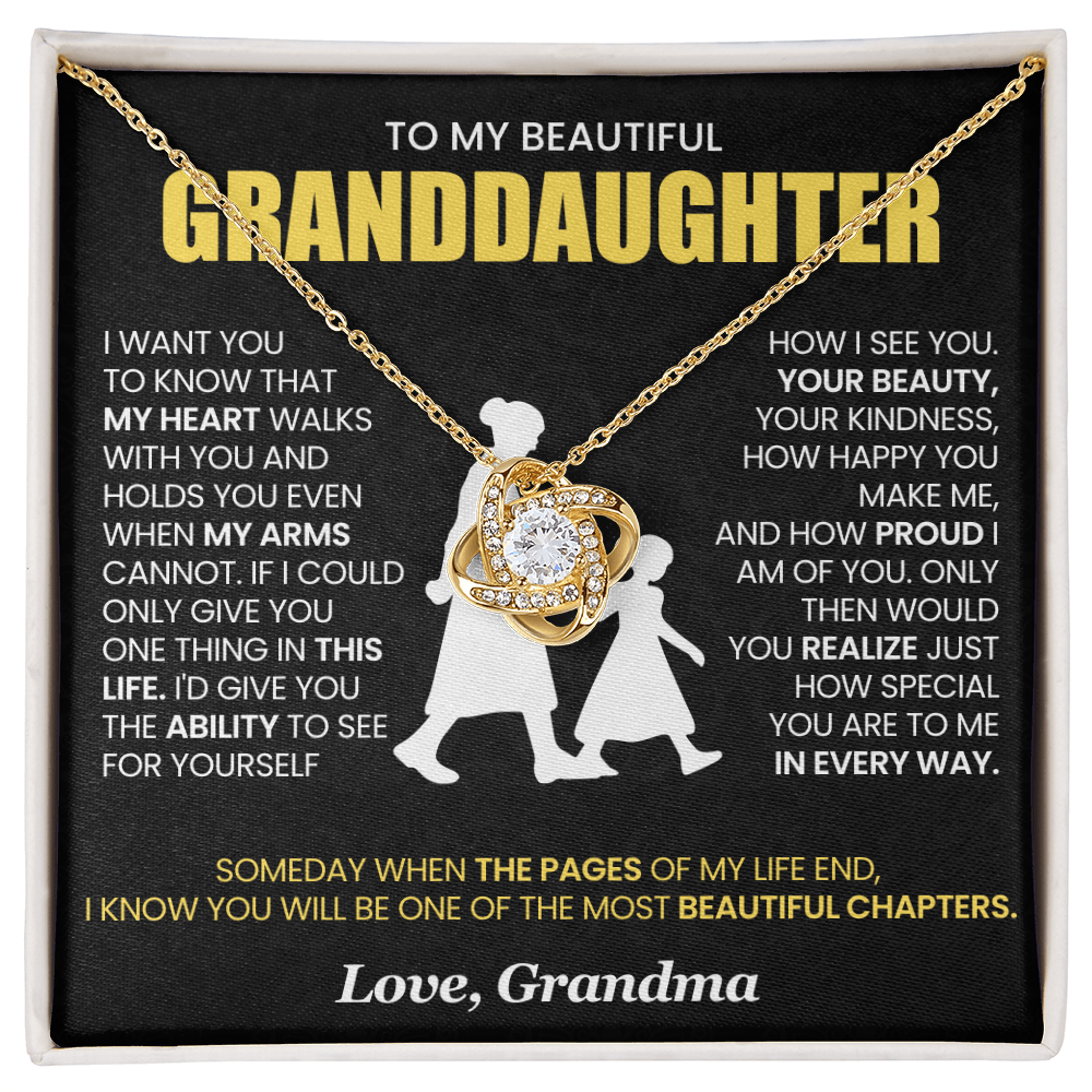 To My Granddaughter - From Grandma - Love Knot Necklace!