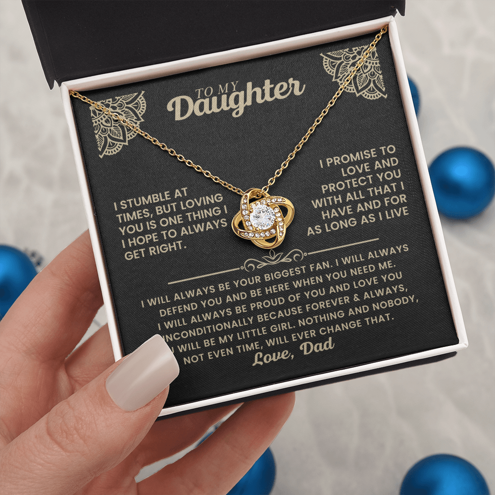 To My Daughter - I Promise To Love And Protect You Loveknot Necklace