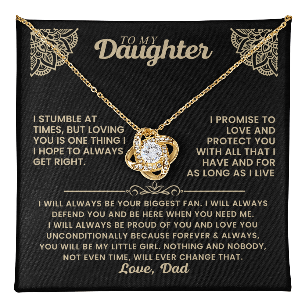 To My Daughter - I Promise To Love And Protect You Loveknot Necklace